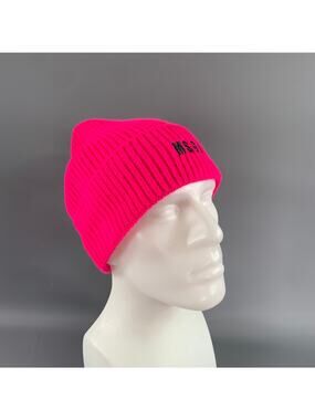 MSGM Size One Size Pink Ribbed Knit Acrylic Hats